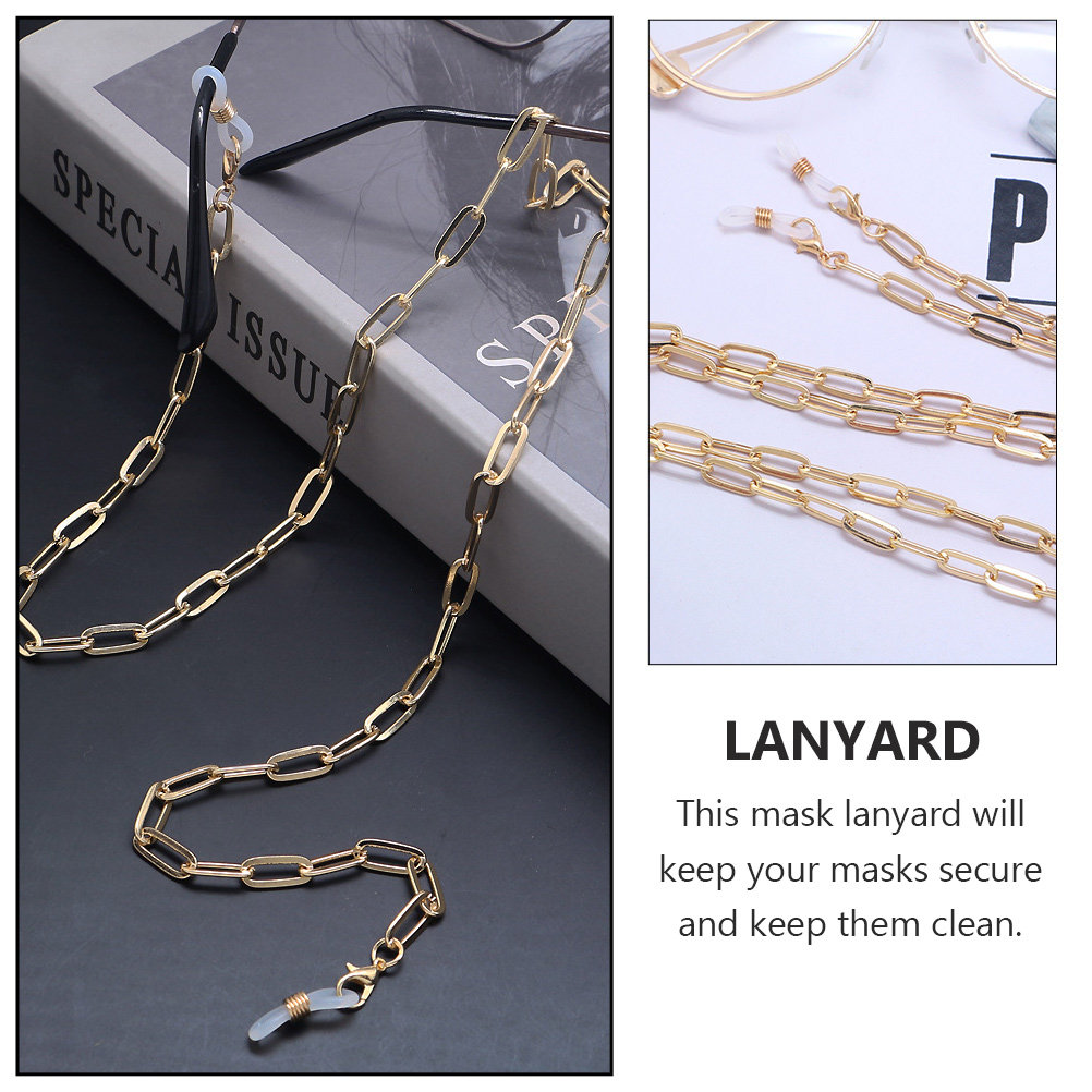 Gold Paperclip Link Mask Lanya - Mask Chain Holder 评论和价格
